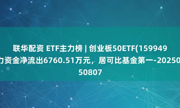 联华配资 ETF主力榜 | 创业板50ETF(159949)主力资金净流出6760.51万元，居可比基金第一-20250807