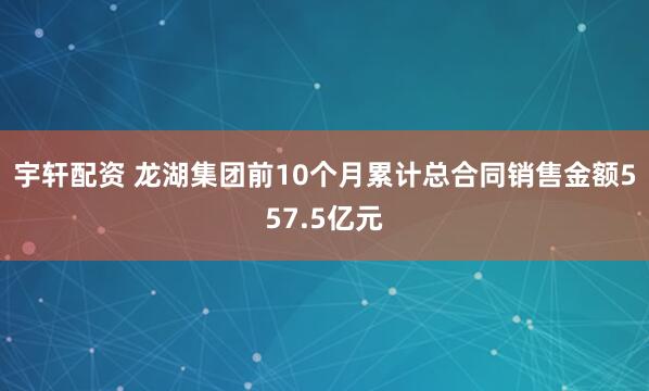 宇轩配资 龙湖集团前10个月累计总合同销售金额557.5亿元